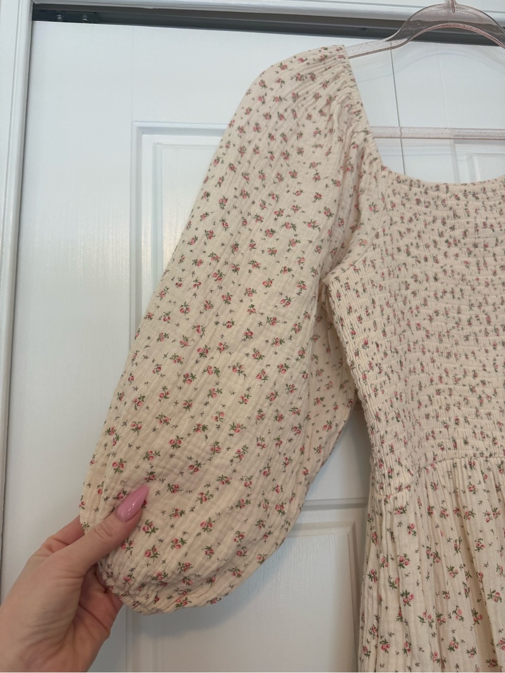 Floral Smocked Midi Dress in Cream - Picture 4 of 6
